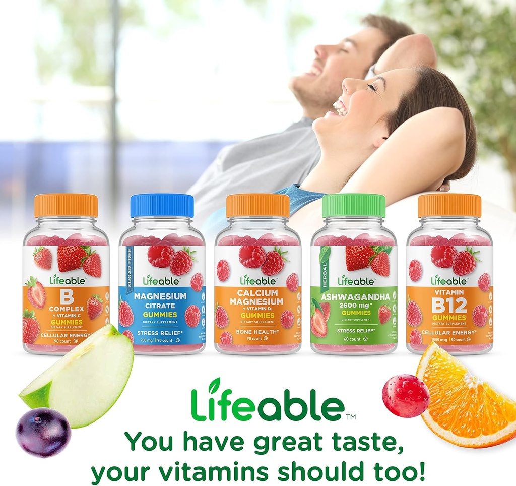 Lifeable Collagen & Biotin + Magnesium, Gummies Bundle - Great Tasting, Vitamin Supplement, Gluten Free, GMO Free, Chewable 6