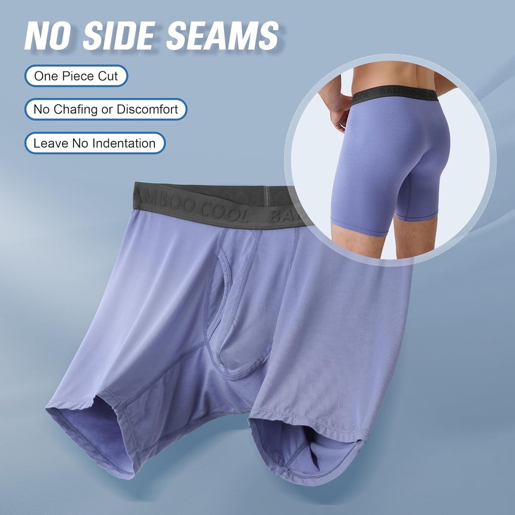 BAMBOO COOL Men's Ultra Breathable Underwear,No Riding Up Boxer Briefs with ComfortFlexible Waistband,Multipack 4