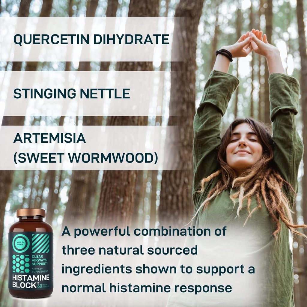 WILD FUEL Histamine Block Supplements and Vegan Probiotic Plus B12 Allergy Support and Digestive Health Bundle 5