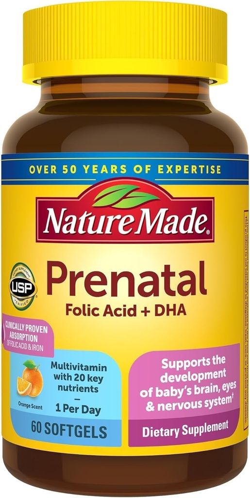 Nature Made Prenatal + DHA 200 mg Multivitamin Softgels 60 Ct 2