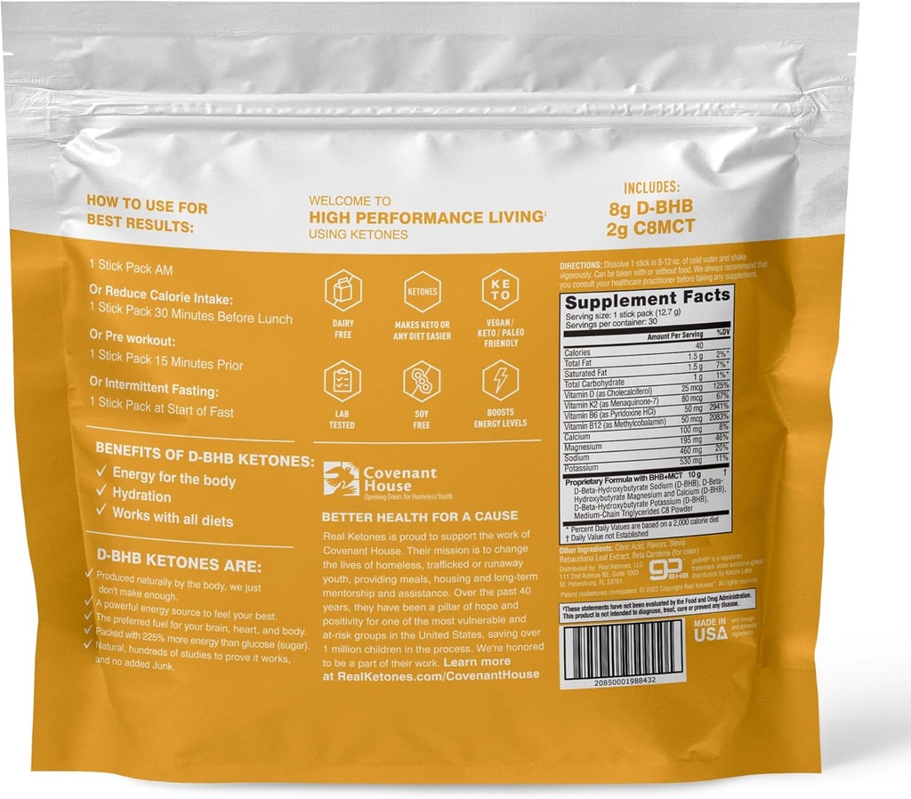 Real Ketones MCT & BHB Exogenous Ketones Drink Mix Packets Elevate Keto Electrolytes Powder Packets No Sugar with 4 Main Electrolytes Plus Hydrating Proprietary Keto BHB - 30 Pack Lemon Twist 6