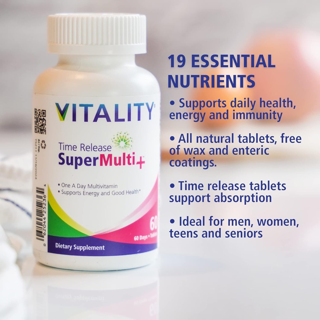 VITALITY Time Release Super Multi+ | Multivitamin | Supports Healthy Hair, Skin and Nails | 60 Tablets 3