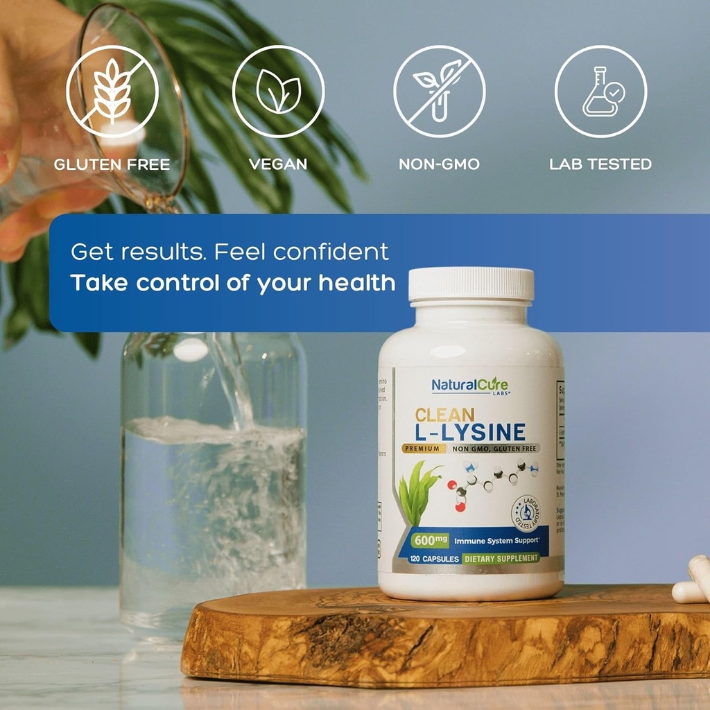 Natural Cure Labs Clean L-Lysine 600mg, 120 Capsules | Vegan, Non-GMO, & Gluten Free 4
