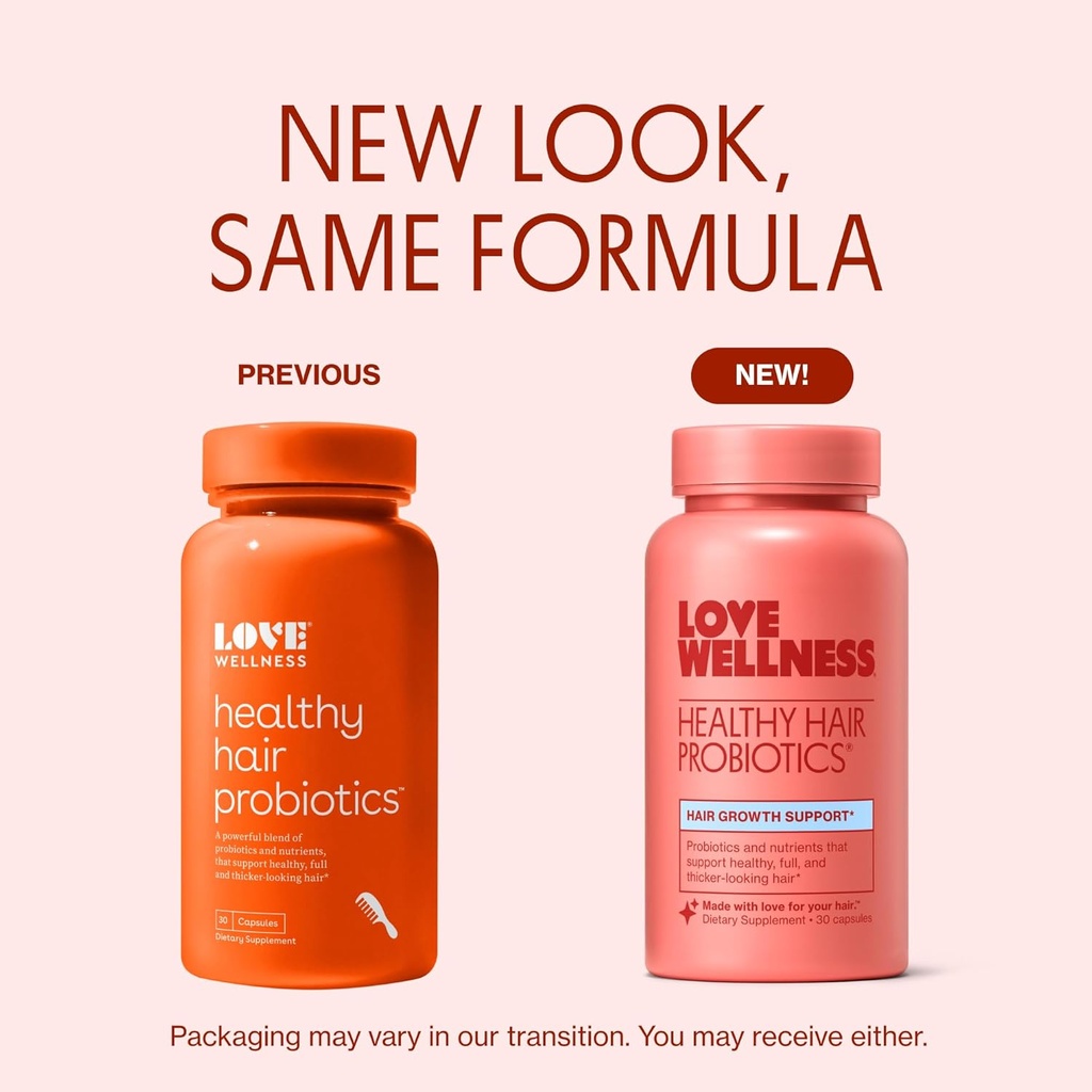 Love Wellness Healthy Hair Probiotics | Support Hair Growth with Biotin and Vitamin B12 & B6 | Supplement for Healthy Scalp & Thicker, Fuller Looking Hair | Safe & Effective | 30 Capsules 3