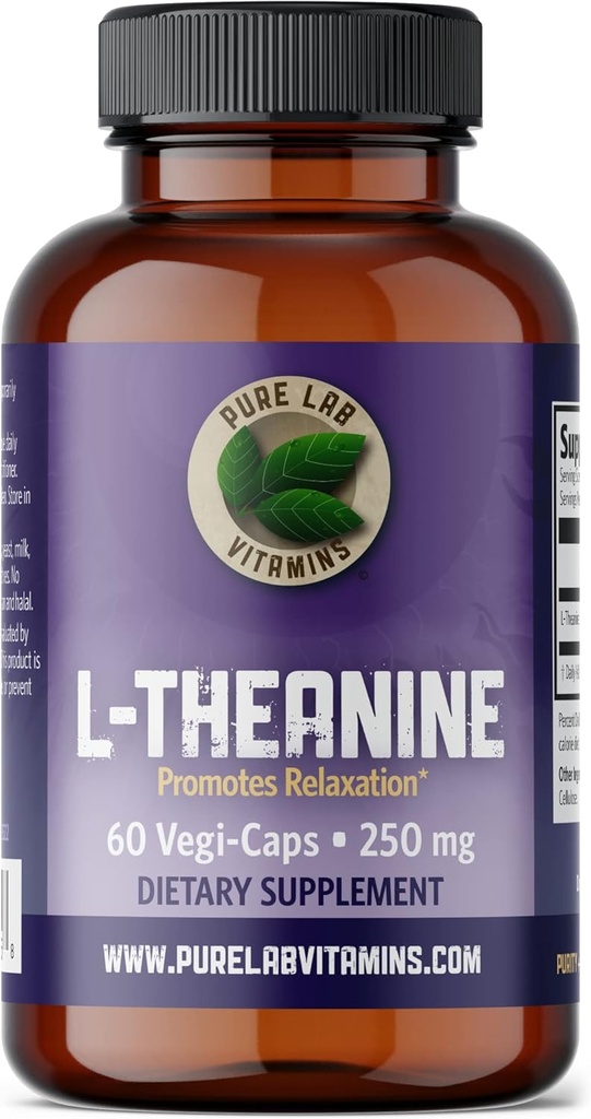 Pure Lab Vitamins L-Theanine 250mg - 60 Vegi-Caps Made in Canada 2