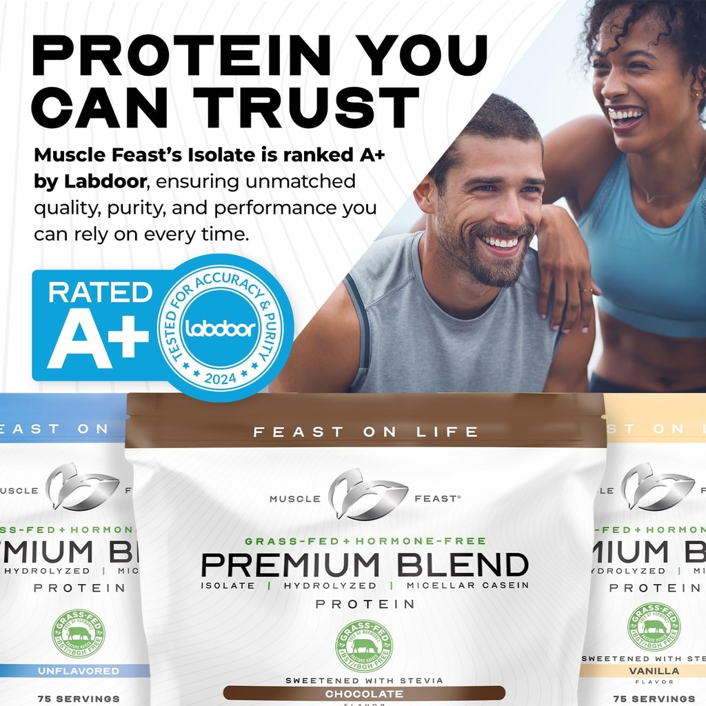Muscle Feast Premium Blend All Natural Hormone Free Grass-Fed Whey Protein Powder, Chocolate, 5lb 4