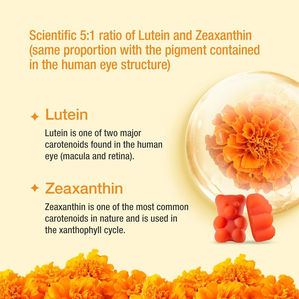 Unichi Eye Health Gummy, Lutein and Zeaxanthin Supplement for Eye and Retina Health, Blueberry Flavour, 60 Count 6