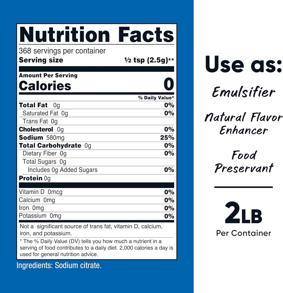 Nutricost Sodium Citrate Powder 2LB (32.4oz) - Food Grade, Non-GMO - Emulsifier, Natural Flavor Enhancer, Food Preservant 3