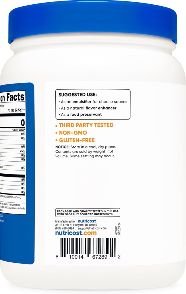 Nutricost Sodium Citrate Powder 2LB (32.4oz) - Food Grade, Non-GMO - Emulsifier, Natural Flavor Enhancer, Food Preservant 5