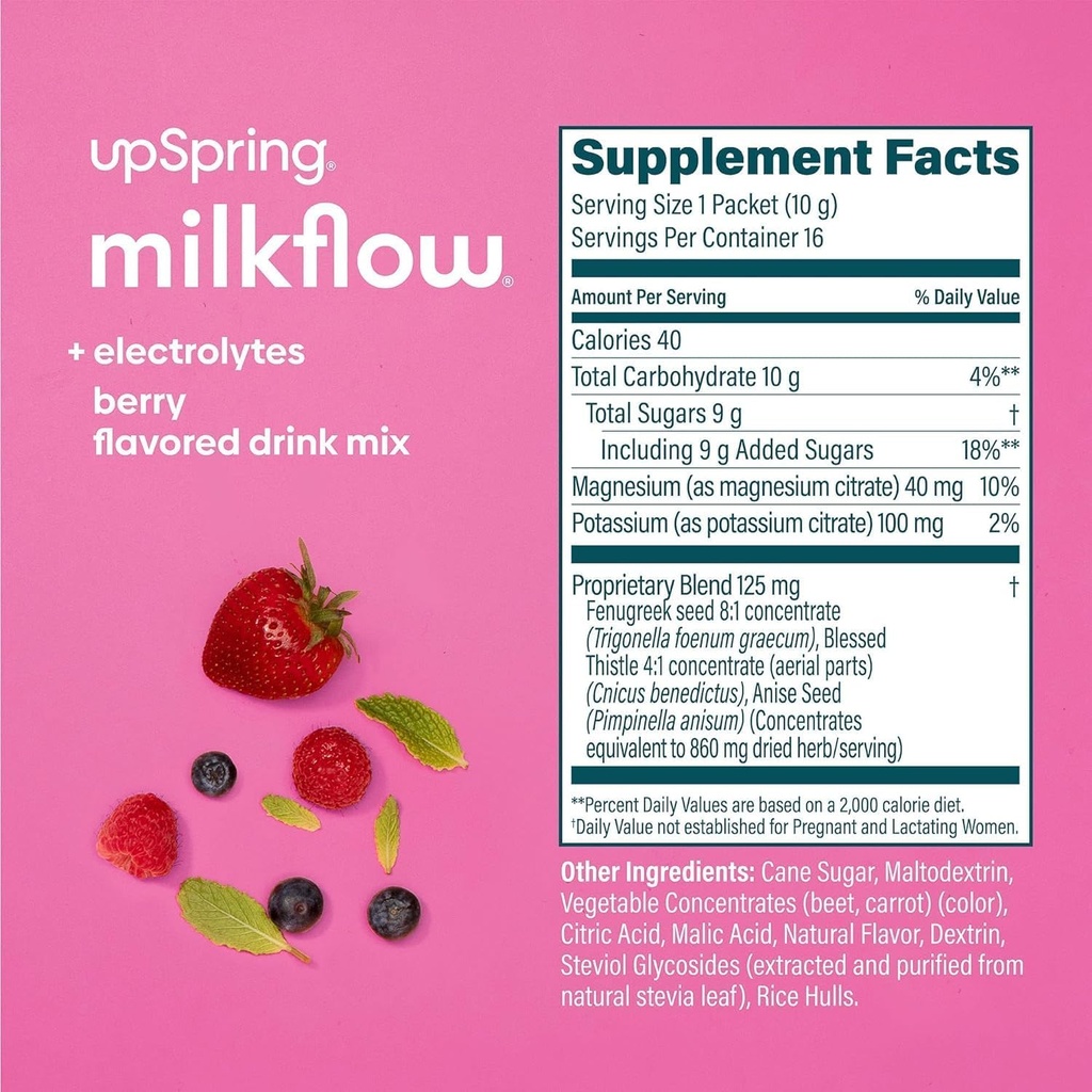 UpSpring Milkflow Electrolyte Breastfeeding Supplement Drink Mix with Fenugreek | Chocolate & Berry Flavor | Lactation Supplement to Promote Healthy Breast Milk Supply & Restore Electrolytes | 2 Pack 3
