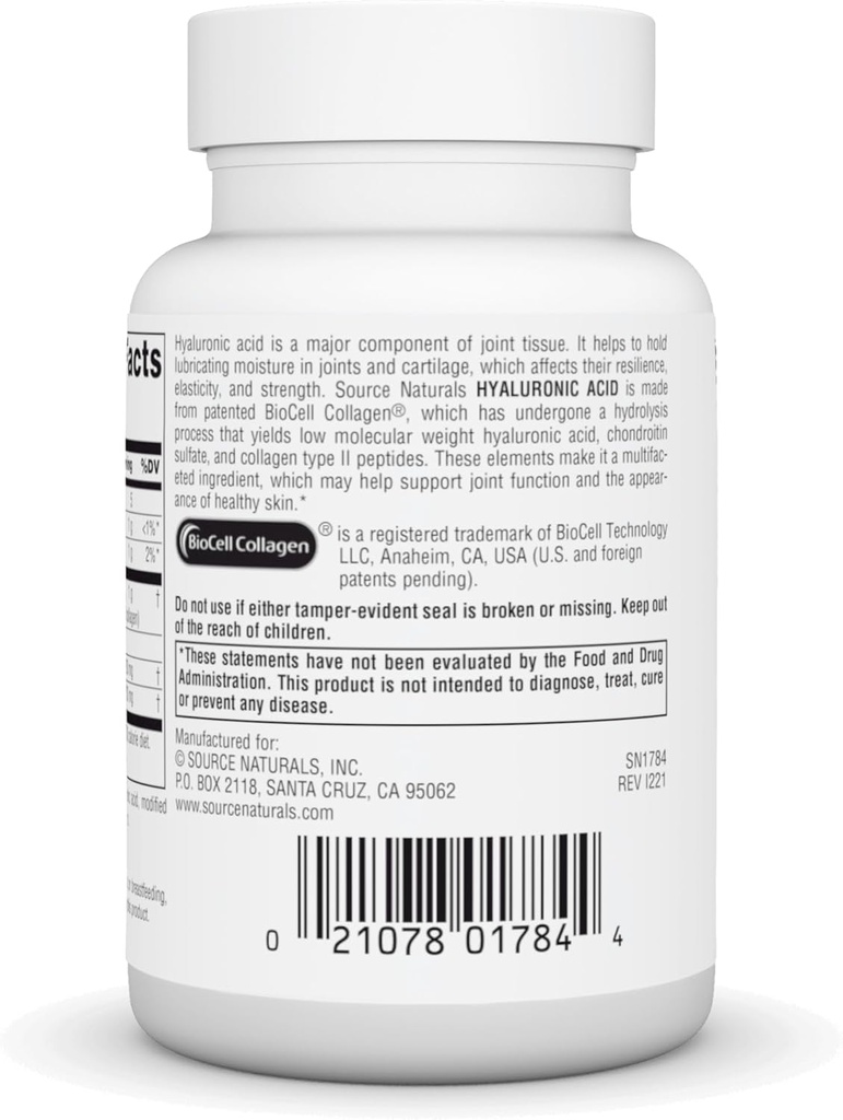 Source Naturals Hyaluronic Acid, 50mg, 60 Tablets 4