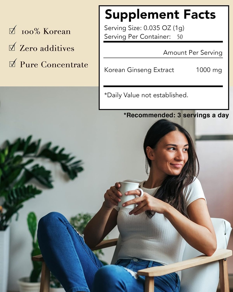 ILHWA Pure Concentrated Red Ginseng Extract (1.76oz, 50g) - 100% Pure Korean Red Ginseng Tea - for Immunity. Ginsenoside 750 mg 6