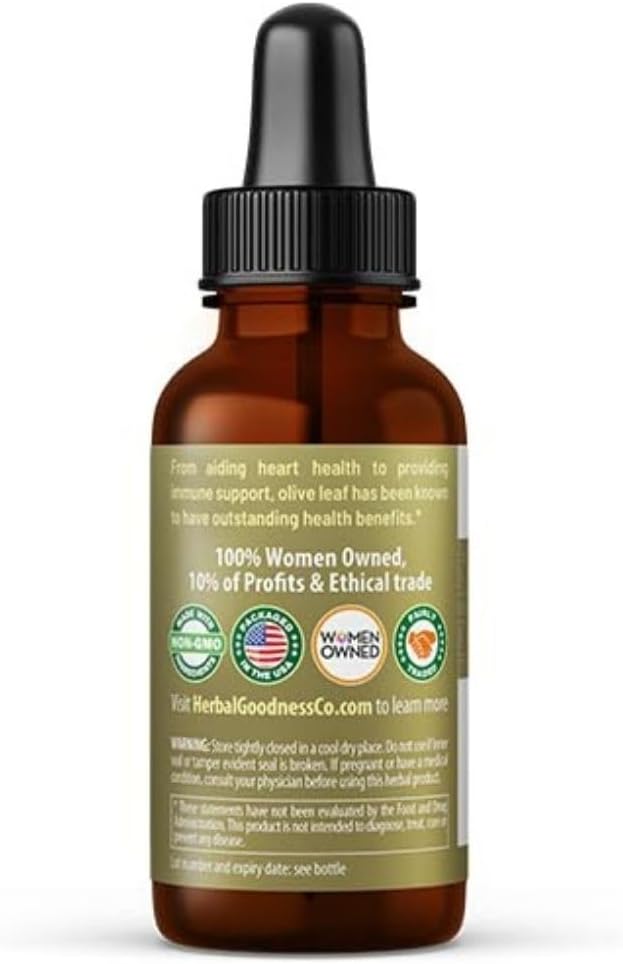 Herbal Goodness Olive Leaf Extract Liquid 1oz - for Immune Boost, Cadiovascular Support, Cognitive Wellbeing, Improved Skin Health and Digestive Comfort with Antioxidants - 1 Bottle 3