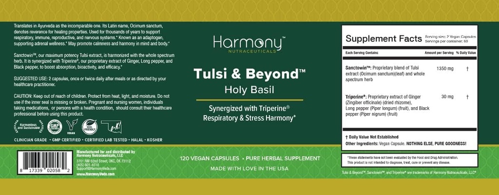 Tulsi - Holy Basil Supplement - Highest Potency, Maximum bio-availabilty, Made with Organic Herbs (Vegetarian Capsules, 120 Count) 3