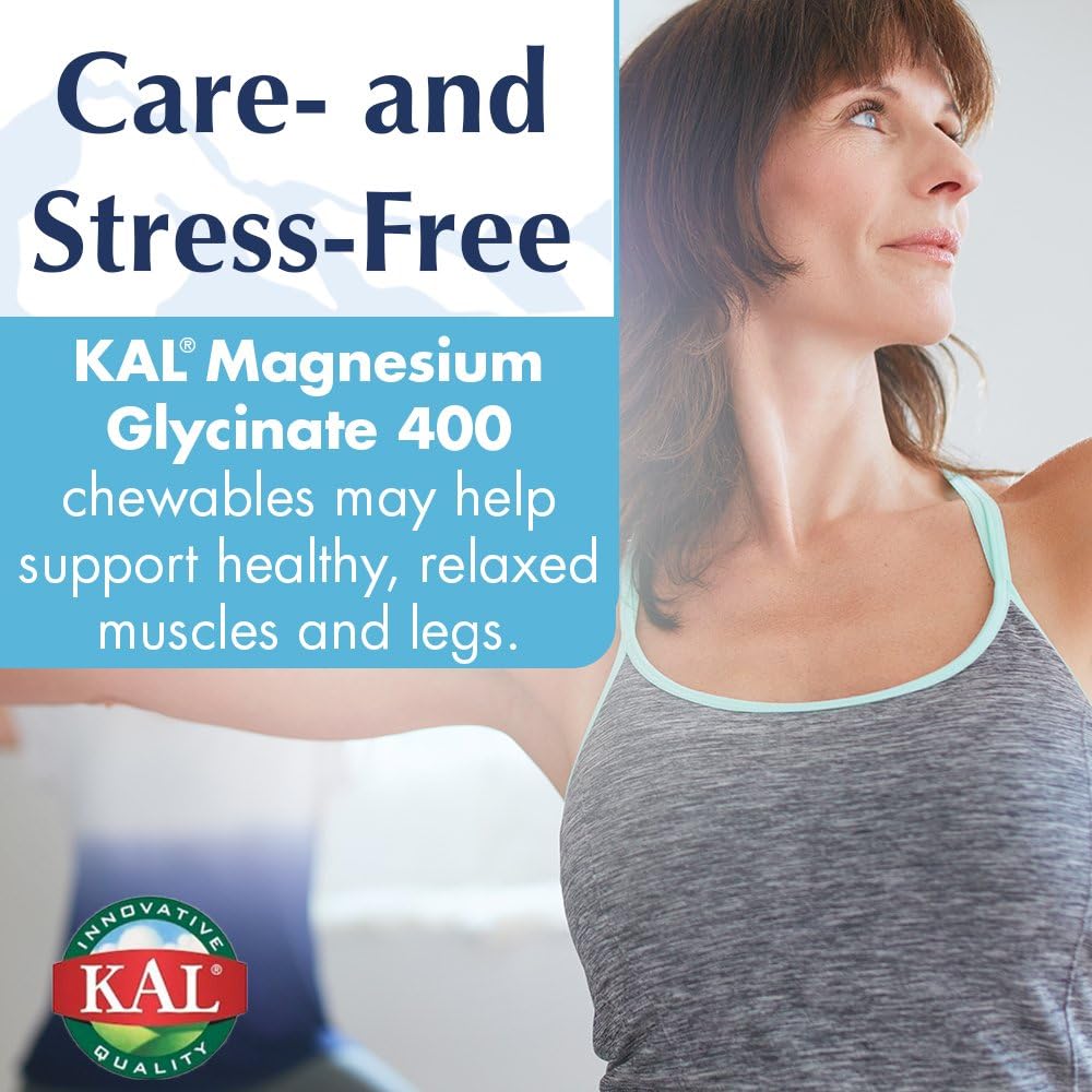 KAL® Magnesium Glycinate 400 mg | Chelated Magnesium Supplement | High Absorption, Gentle Digestion | Sugar Free Natural Orange Flavor | 120 Chewables 4