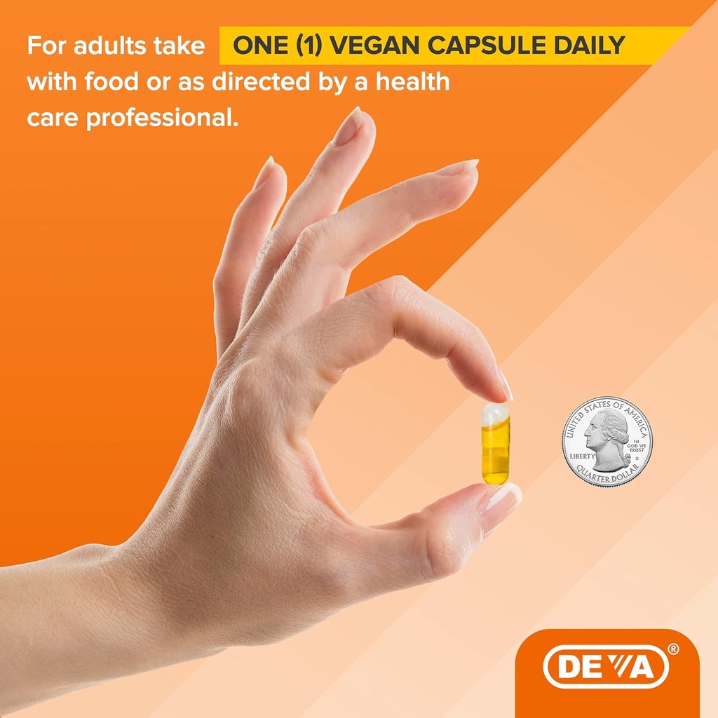 Deva Vegan Omega-3 Flaxseed Oil Supplement - 1000 MG Per Serving - Cold-Pressed & Unrefined - Fish Oil Alternative - with Omega-3 ALA - 90 Capsules, 12-Pack 6