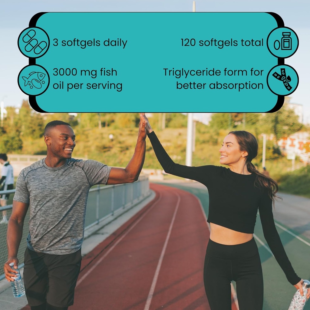 BIO NUTRI Fish Oil Omega 3 Supplements - 3000mg Fish Oil with EPA DHA - Omega 3 Fatty Acid Support - 120 Softgels 5