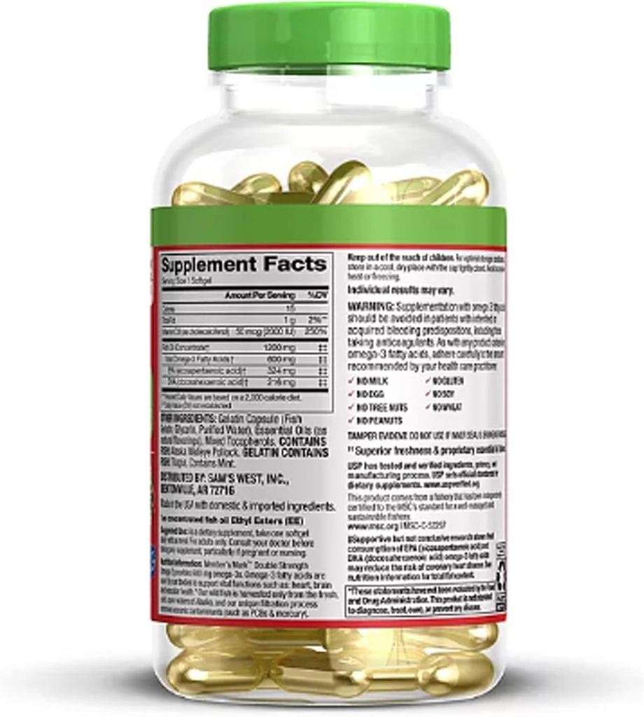 600mg Omega-3 from Fish Oil with 50 mcg Vitamin D3 (200 ct.) - Supports Heart Health 3