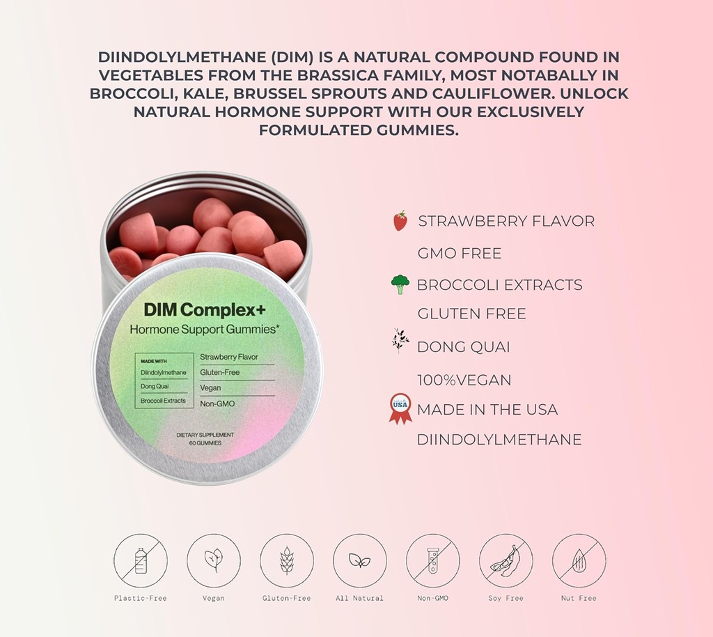 DIM Complex Gummies for Hormone Support Extra Strength Diindolylmethane Plus Dong Quai & Broccoli Extract 6