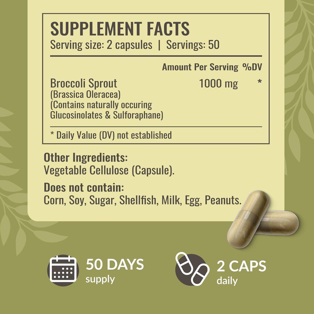 HERBAMAMA Brain Support & Broccoli Sprout Kit - Bundle of 1400 mg Brain Support Complex &1000 mg Broccoli Sprout Capsules - Vegan, Non-GMO, Gelatin-Free - 2 Pack 6