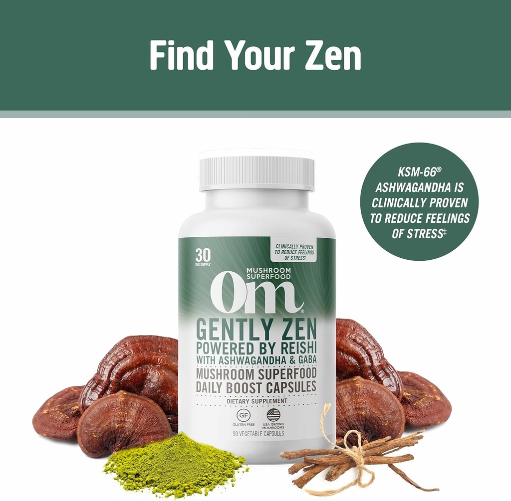 OM MUSHROOM SUPERFOOD Zen and Sleep Bundle Mushroom Capsules Superfood Supplement, 90 Count, 30 Days Supply of Each 3
