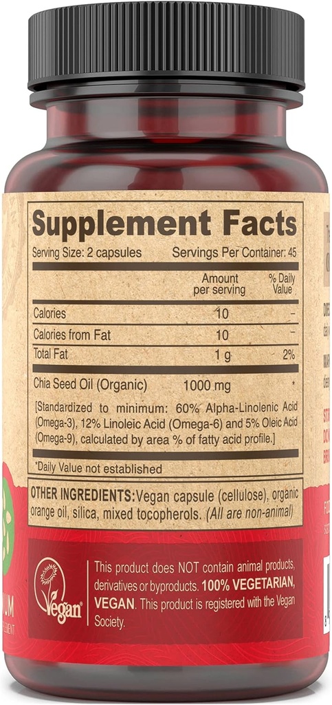 DEVA Vegan Vitamins Chia Seed Oil, Packed with Omega 3, 6, 9 & Other Essential Fatty Acids, Cold-Pressed & Unrefined, 90 Capsules 4