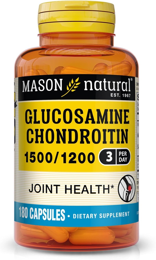 Mason Natural Glucosamine Chondroitin 1500/1200 3 Per Day with Vitamin C, Supports Joint Health, Improved Flexibility and Mobility, 180 Capsules 2