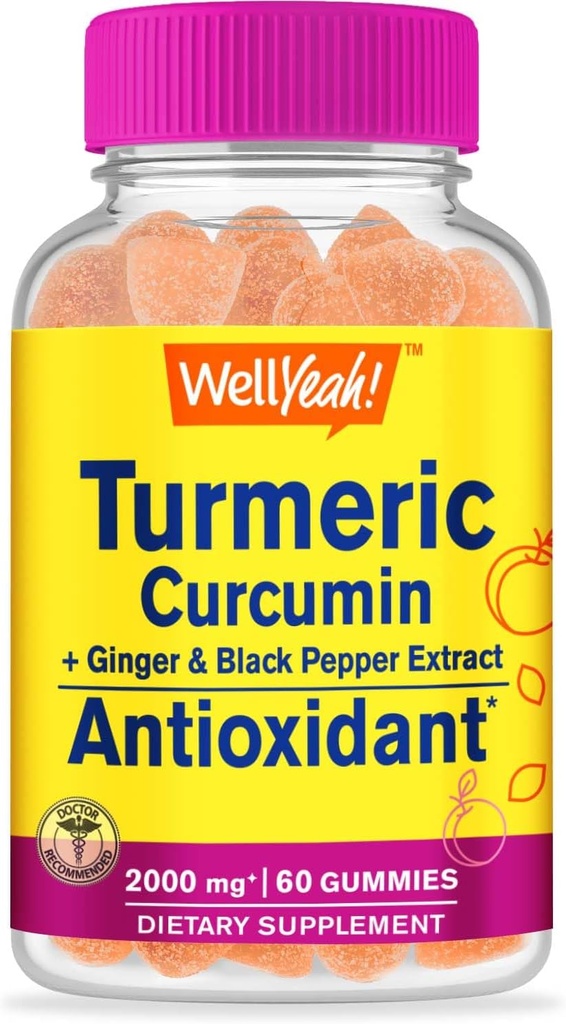 WellYeah Turmeric Curcumin Gummies with Black Pepper - Antioxidant and Digestive Support - Skin Health, and Immune Function - Vegan, Non-GMO - 60 Count 2