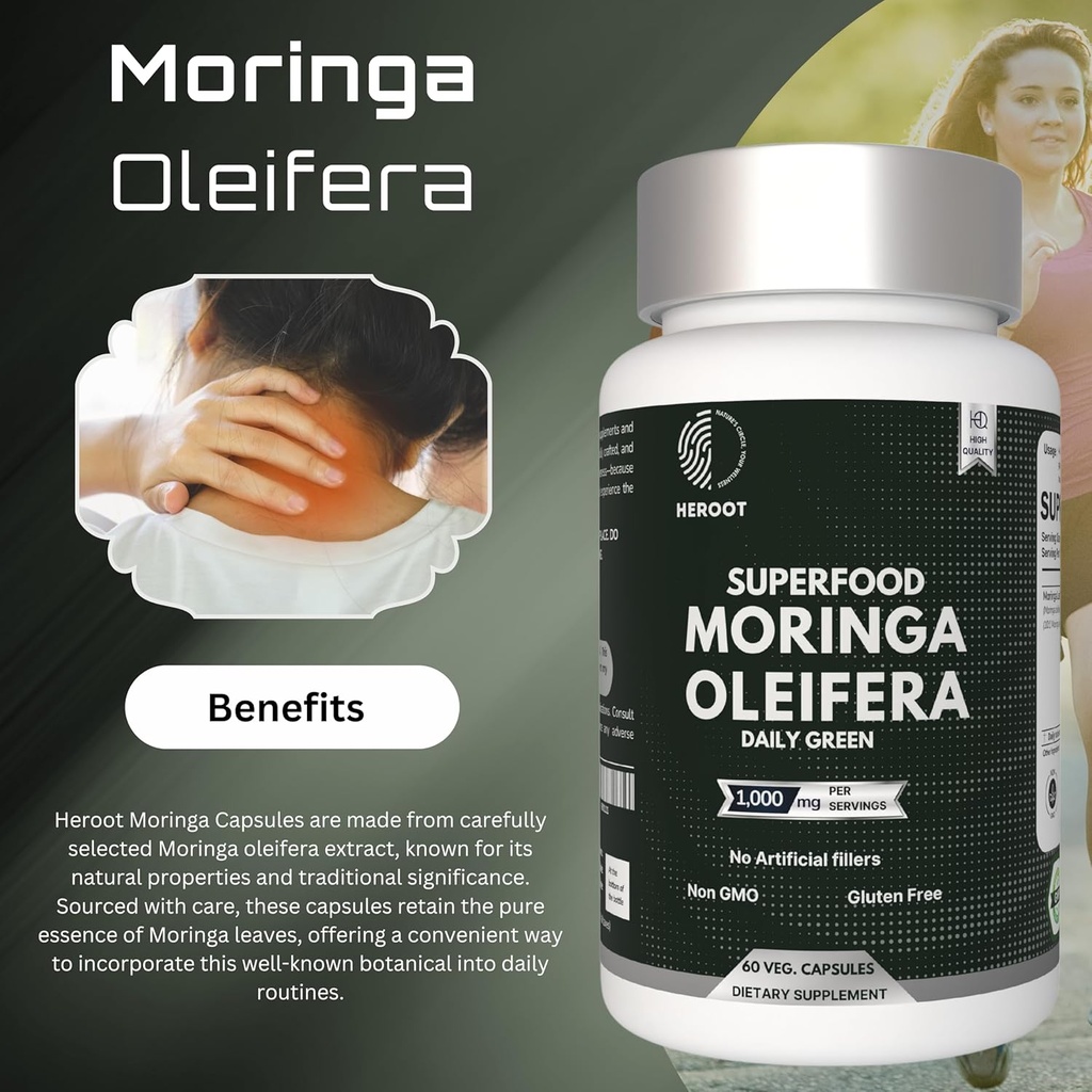 Organic Moringa Capsules | Green Moringa Leaf Supplement for Energy, Metabolism & Immune Support – 60 Capsules, Natural Superfood 6