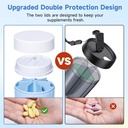 Daviky Pill Bottle Organizer, Supplement Organizer with 7 Large Compartments, Travel Pill Dispenser Round Pill Box with Two Lids（Blue） 5