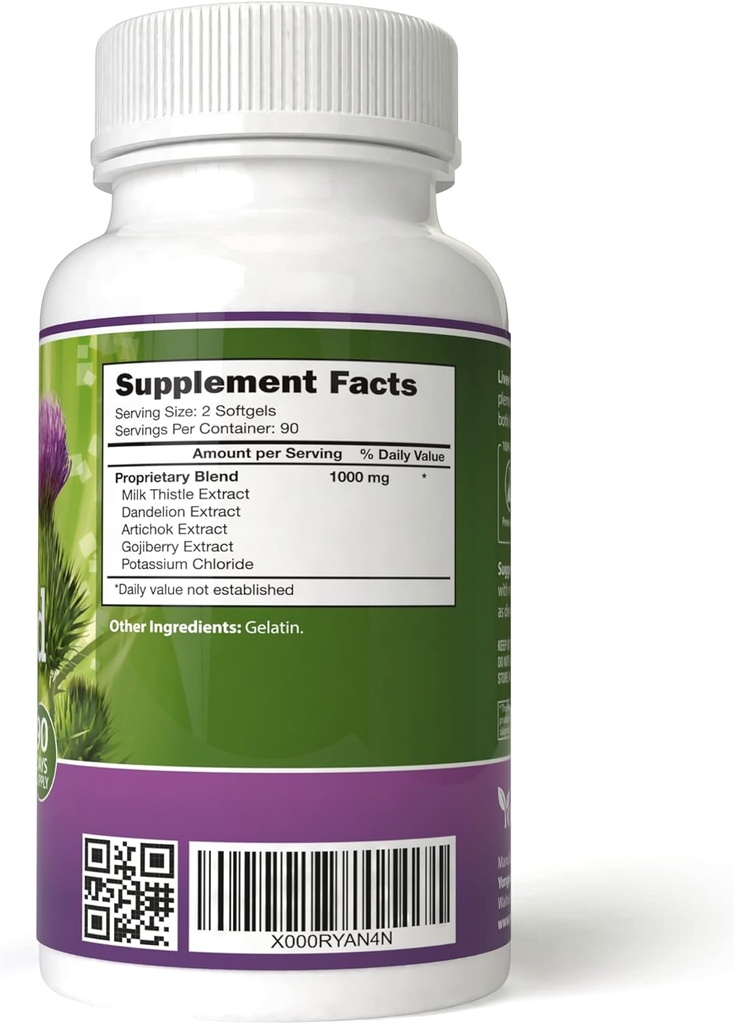 Liver Kidney Aid, Herbal Based Ingredients Supports Liver and Kidney Health, 90 Days Supply (180 Softgels) 3