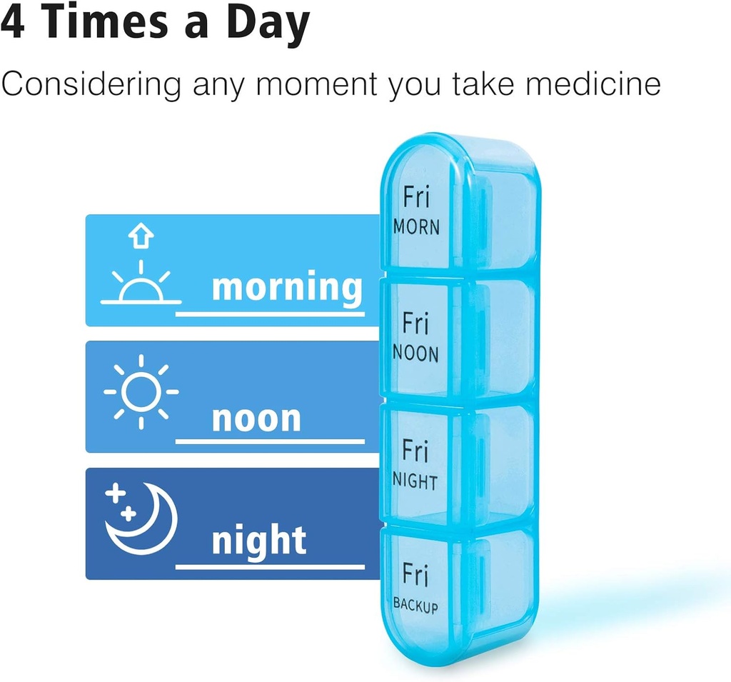 Daviky Weekly Pill Organizer 4 Times a Day, Medicine Pill Organizer Daily Pill Box Organizer, Large 7 Day Pill Case for Travel with 28 Compartment to Hold Medication, Vitamin and Supplement 4
