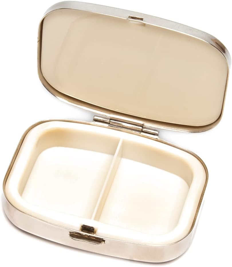 9339 Square Small Pill Box Organizer Black Silver Casino Dice & Cards Women Travel Pill Case Purse Pocket Container Daily Portable Medicine Vitamin Box Medication Supplement Mini Storage 3