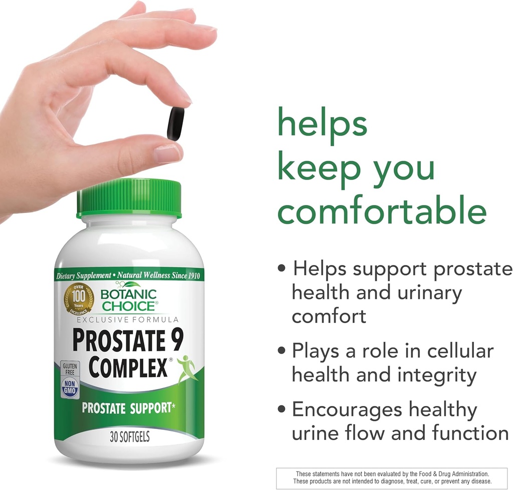 Botanic Choice Prostate 9 Complex - Prostate Supplements for Men with Saw Palmetto, Pygeum, & Lycopene - Advanced Prostate Health Supplement for Urinary Flow & Cellular Health - 30 Softgels 4