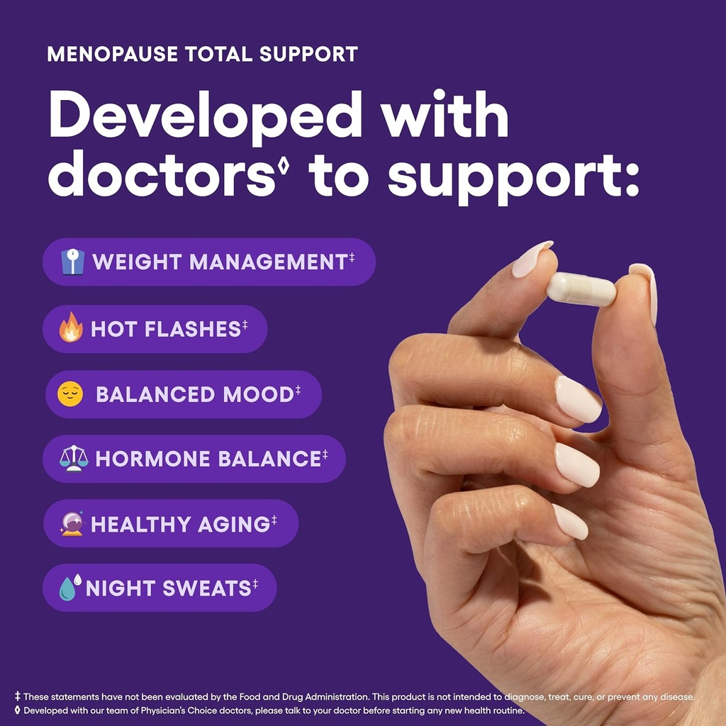 Physician's CHOICE Menopause Probiotic Supplement for Women - Supports Hormone Balance, Hot Flashes, Night Sweats, Weight Management, Bloating & Gut Health - with Black Cohosh, Resveratrol+ - 60ct 4