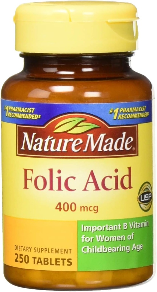 Nature Made Folic Acid 400 mcg (665 mcg DFE) Tablets, 250 Count (Pack of 3) 4
