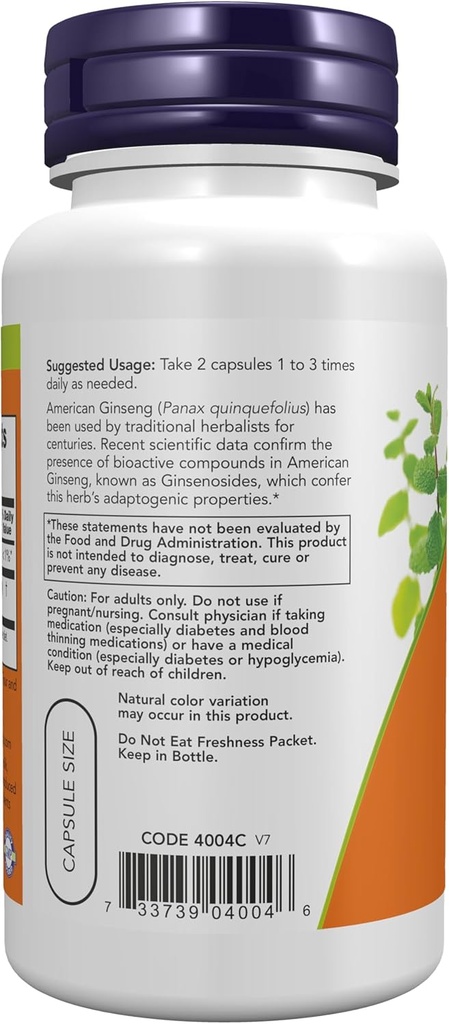 NOW Foods American Ginseng, 100 Capsules, 500 mg (Pack of 3) 3