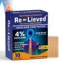 Re-lieved 4% Lidocaine Patches Maximum Strength - Aluminum-Free, Water Resistant and USA Made -Superior Sticking Pain Relief Patches Quickly Relieves Back, Joints and Muscle Pain-3x6 Inches(10 Count) 2