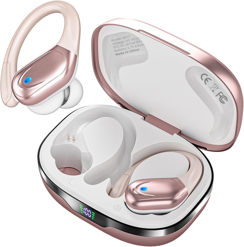 Wireless Earbuds Bluetooth Headphones 80hrs Playback Ear Buds Power Display with Noise Canceling Mic Headsets for Sports/Workout/Running 2
