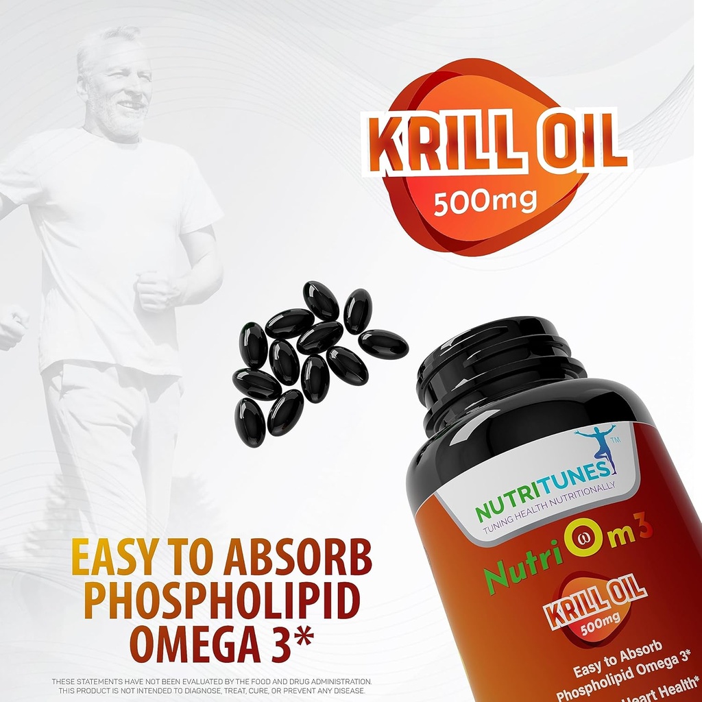 Omega 3 Krill Oil with Astaxanthin–500 mg Antarctic Krill Oil, Easy Absorb EPA & DHA for Heart Health – Non-GMO, Allergen-Free, GMP-Certified – 60 Softgels 2