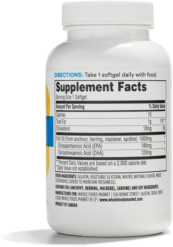 365 by Whole Foods Market, Lemon Omega-3 Softgels, 90 CT 3