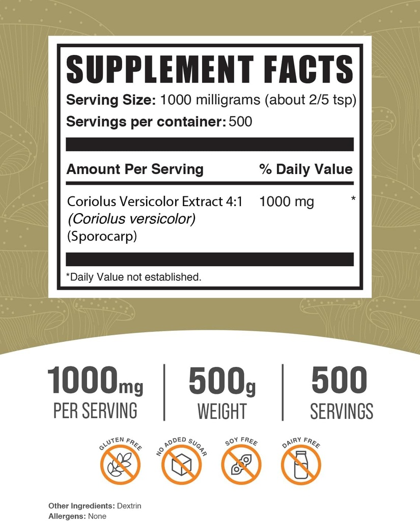 BulkSupplements Organic Lion's Mane Mushroom Extract + Turkey Tail Mushroom Extract Bundle 5