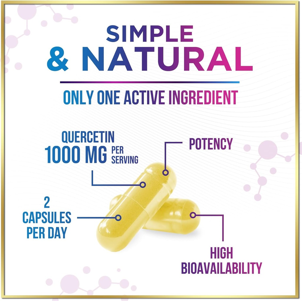 Quercetin Supplement 1000mg - Natural, Plant-Based Support for Immune, Cellular, Respiratory & Seasonal Changes - Extra Strength Quercetin Dihydrate from Sophora Japonica - 120 Veggie Capsules 6