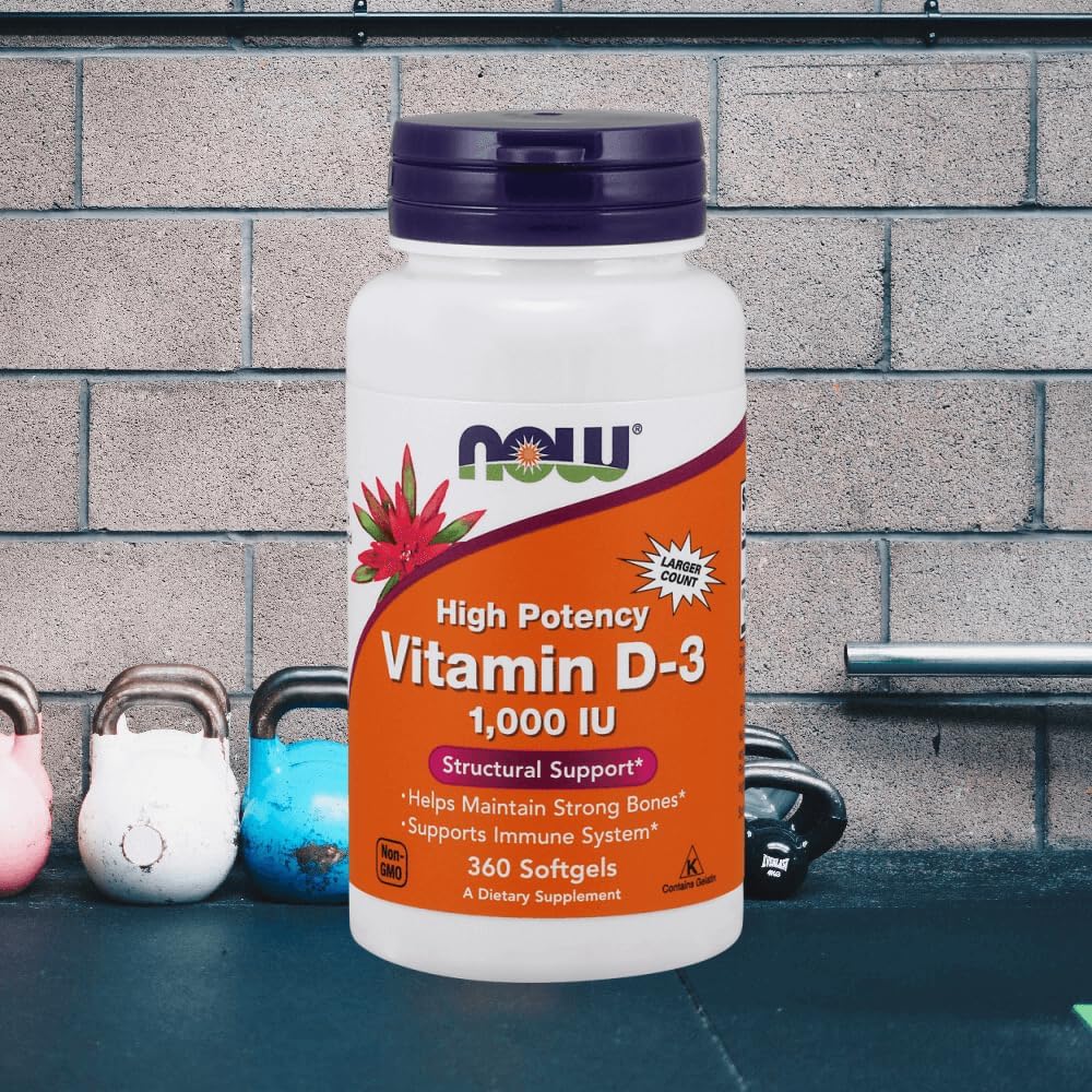 Vitamin D-3 1000 IU (High Potency) - 360 Softgels by NOW 3