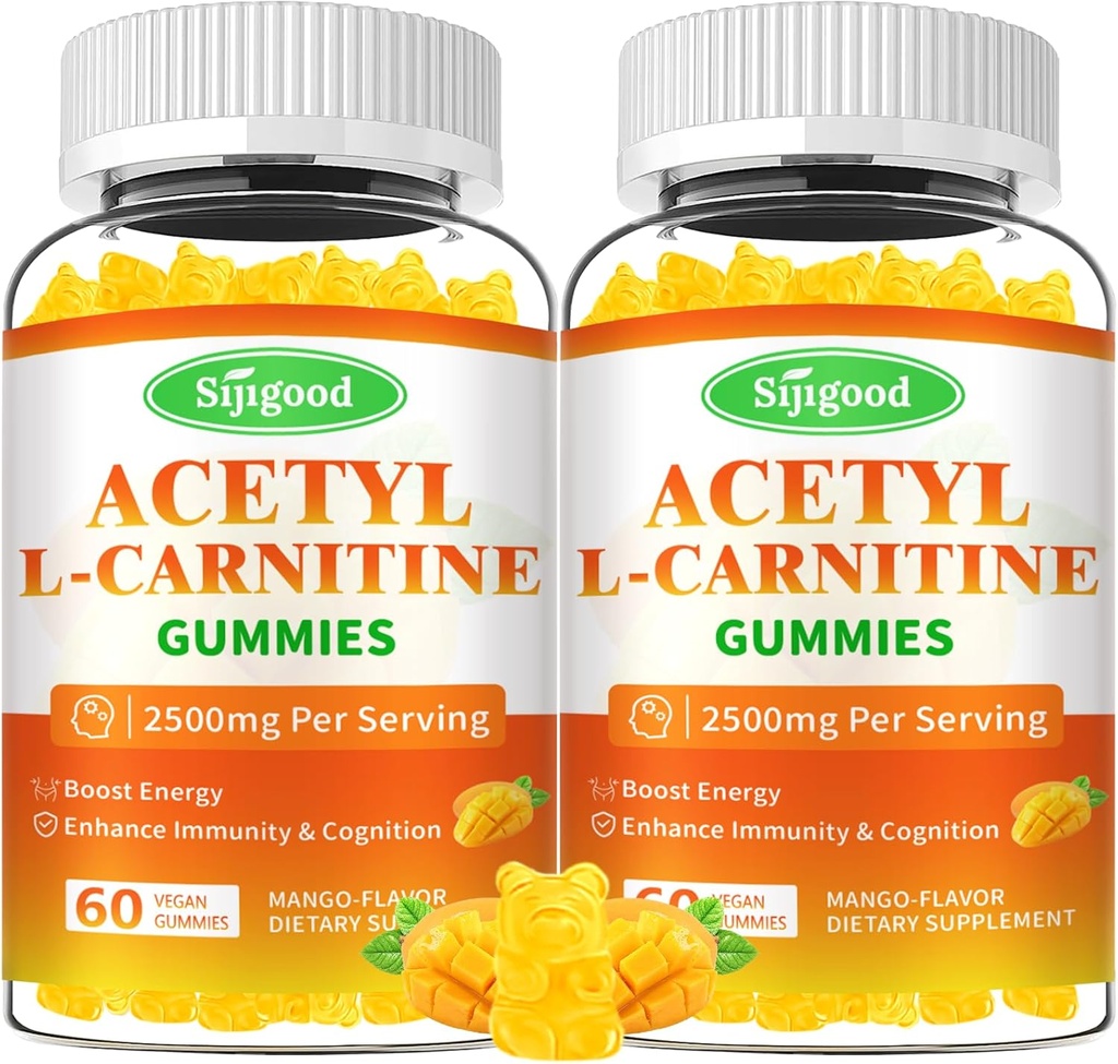 2 Pack Acetyl L-Carnitine Gummies for Men & Women - Daily Energy Support with Immune Support Gummies, Mango Flavor, 120 Count 2