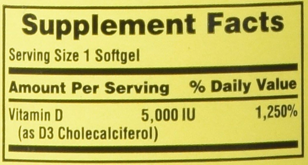 Spring Valley - Vitamin D-3 5000 IU, 100 Softgels 3