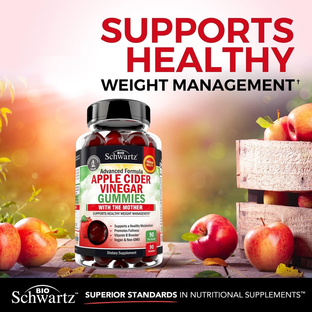 BioSchwartz ACV Apple Cider Vinegar Gummies with B Complex Vitamins (3 Month Supply) Plus Hydrolyzed Collagen Peptide Capsules (45 Day Supply) 6