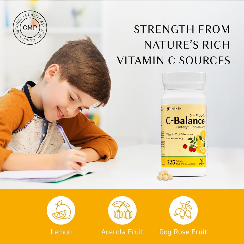 Umeken C-Balance Chewable Vitamin C Supplements, High Potency for Adults & Kids, with Citric Acid and Gamma-linolenic Acid, Vitamin C Chewables, 7.1 Ounce, 200g, 4.5 Months Supply, Pack of 2 6