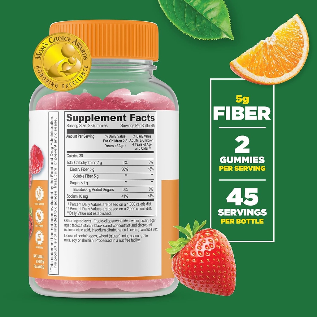 Lifeable Calcium Magnesium Kids + Prebiotic Fiber Kids, Gummies Bundle - Great Tasting, Vitamin Supplement, Gluten Free, GMO Free, Chewable Gummy 4