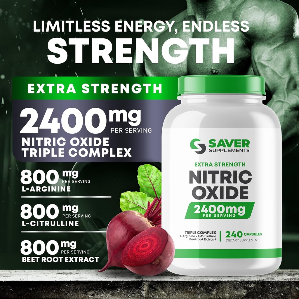 Nitric Oxide Supplement 2400mg with L-Arginine, L-Citrulline and Beet Root Extract, 240 Capsules 3